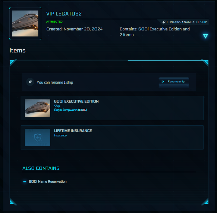 Buy Star Citizen Legatus Navium Account – Kraken (LTI), Executive Fleet & Concierge Perks