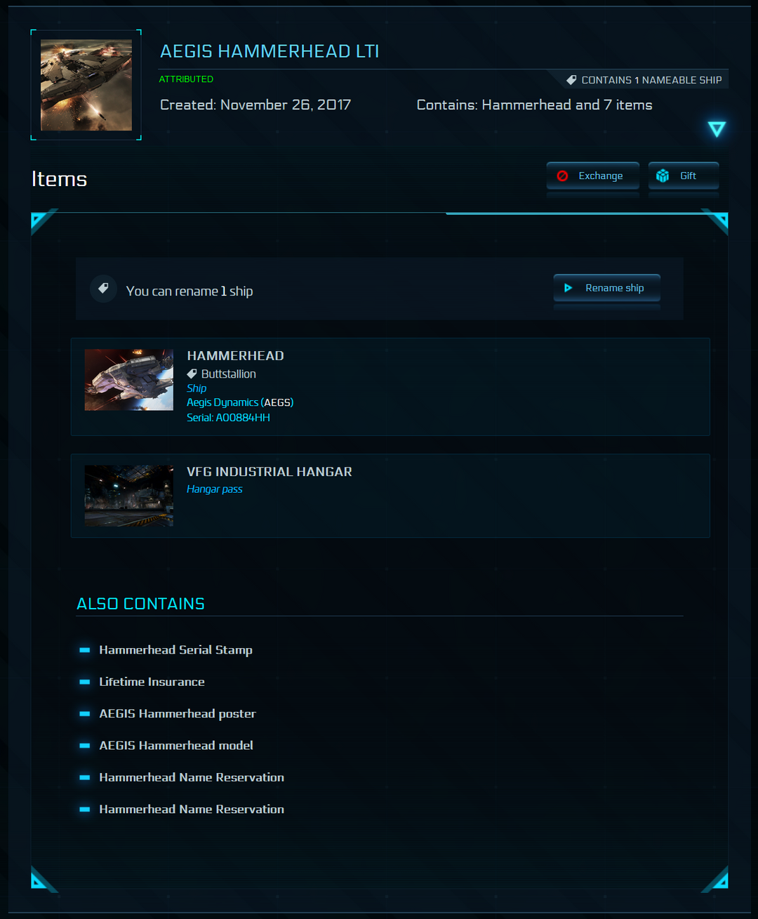 Hammerhead - Original Concept LTI Warbond (Name Reservation + Serial Stamp)