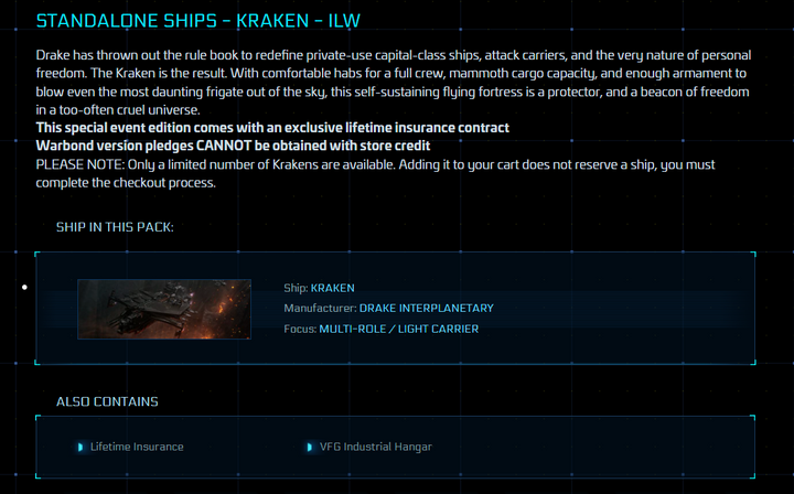 Buy Star Citizen Legatus Navium Account – Kraken (LTI), Executive Fleet & Concierge Perks