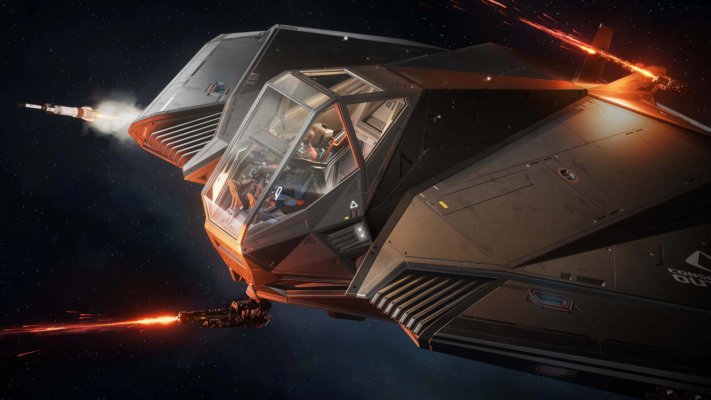 Nomad - A fleet of starter ships flying above New Babbage .