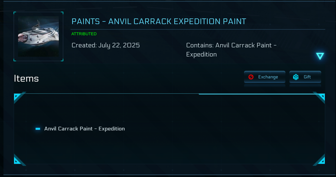 This is ultra rare (likely one of its kind) Carrack Expedition paint.