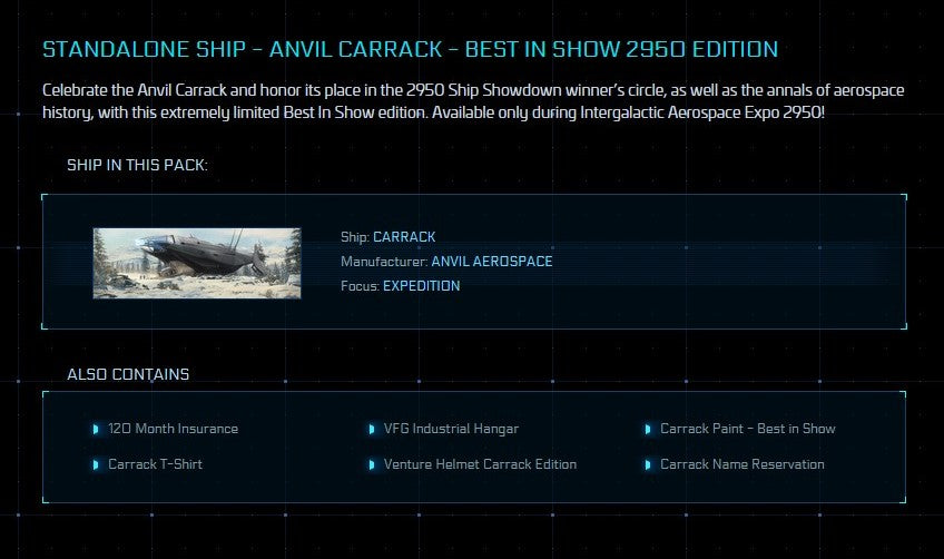 Buy Carrack Best In Show 2950 LTI - Standalone Ship for Star Citizen