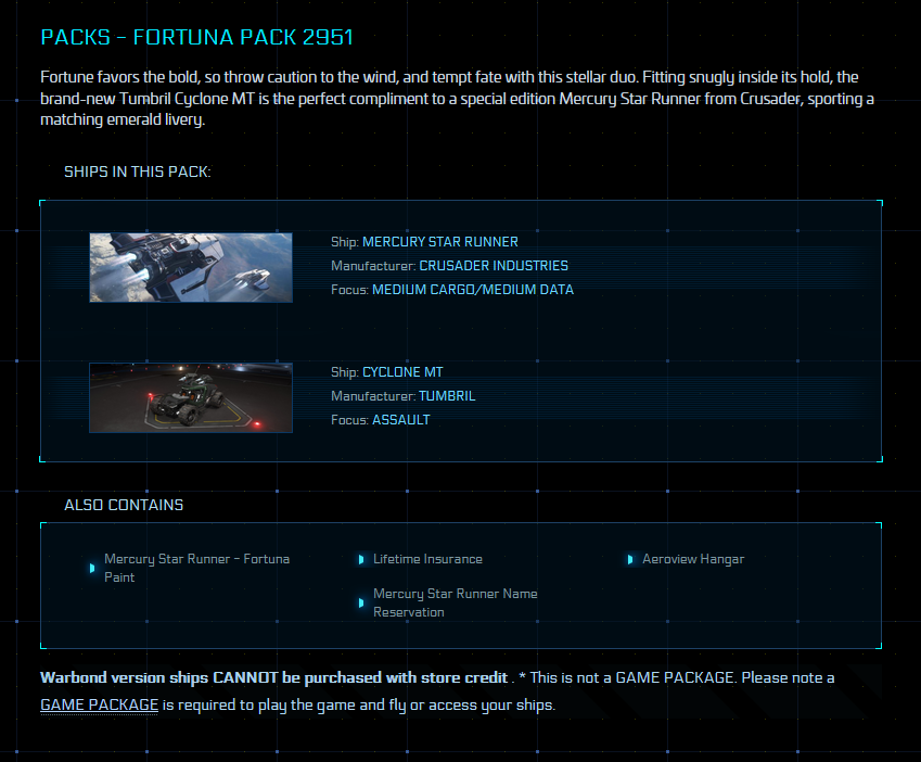 Fortuna Pack 2951 (Mercury + Fortuna Skin + Cyclone MT) - LTI