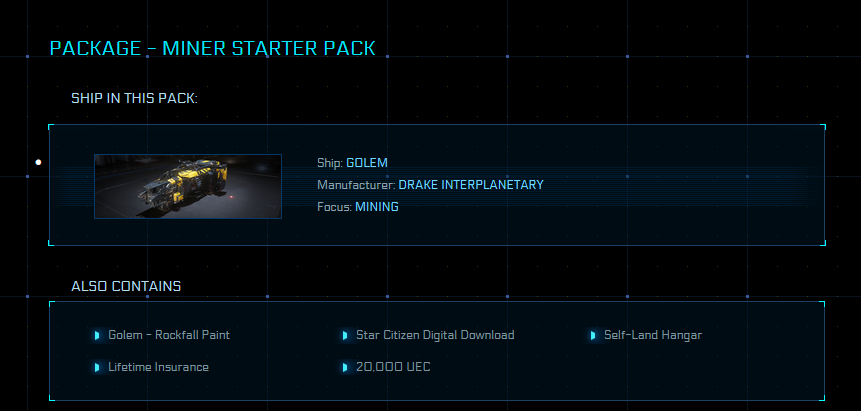 Buy Miner Starter Pack LTI Game Package for Star Citizen