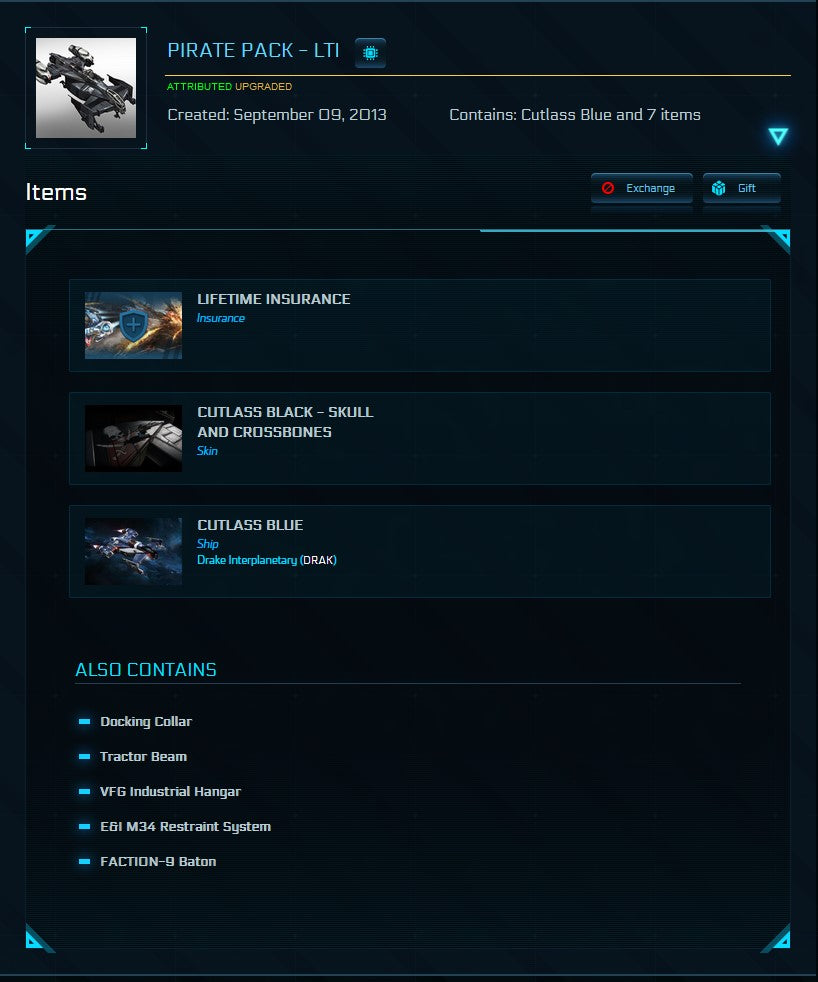 Pirate Pack - LTI (Cutlass Black + Bonus) upgraded to Cutlass Blue (Restrain System and Baton included)