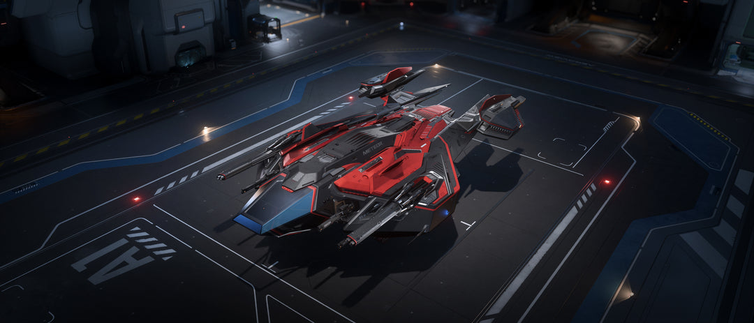 Make the RSI Meteor a striking red and black with the Bolide livery.