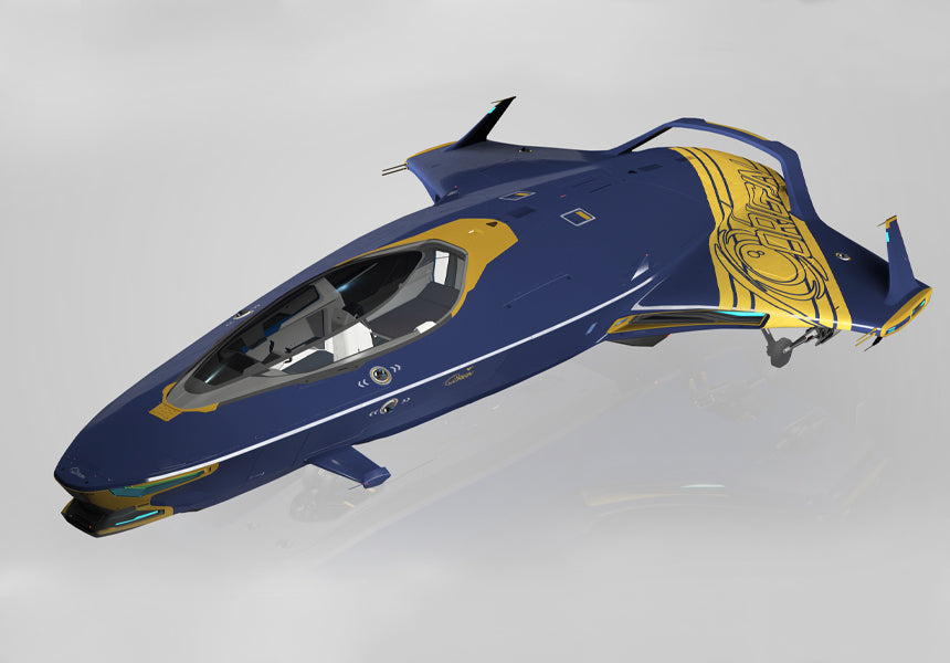 Customize your Origin 100 series ship with this electrifying blue and yellow color scheme.