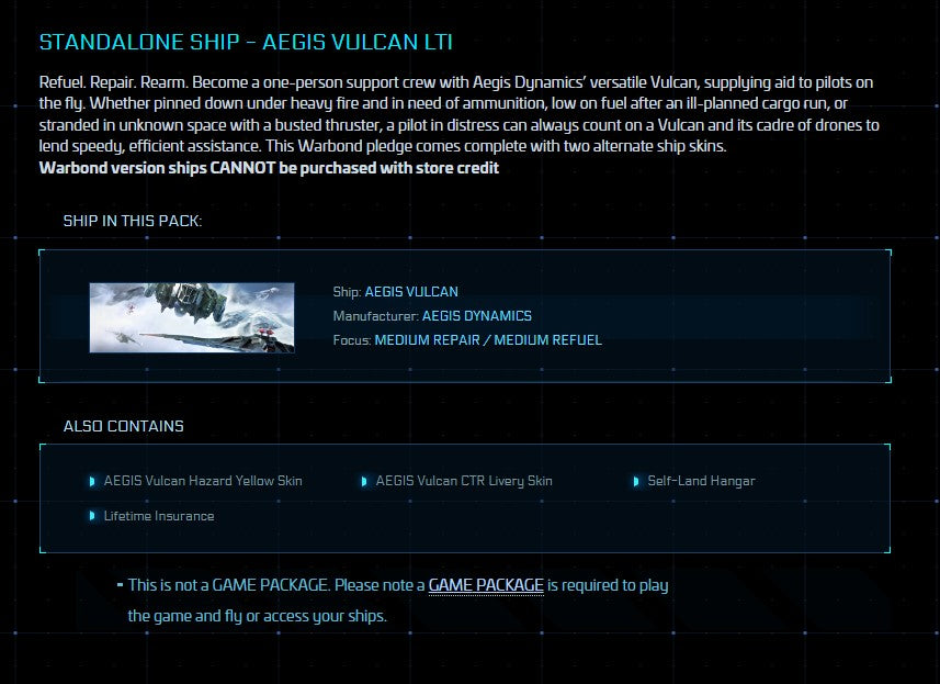 Buy Vulcan Original Concept with LTI for Star Citizen The Impound