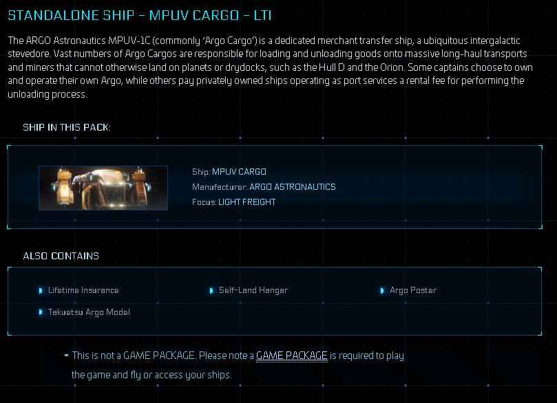 Star Citizen – MPUV CARGO – Avec LTI + Poster – Neuf