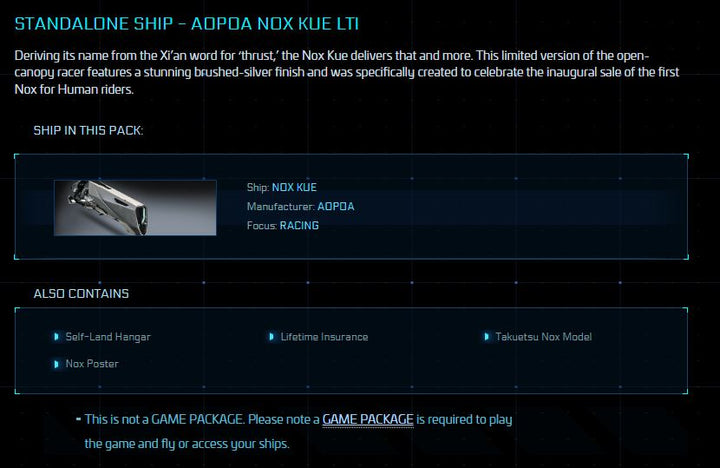 Nox Kue - Original Concept LTI Deriving its name from the Xi’an word for ‘thrust,’ the Nox Kue delivers that and more. This limited version of the open-canopy racer features a stunning brushed-silver finish and was specifically created to celebrate the inaugural sale of the first Nox for Human riders.