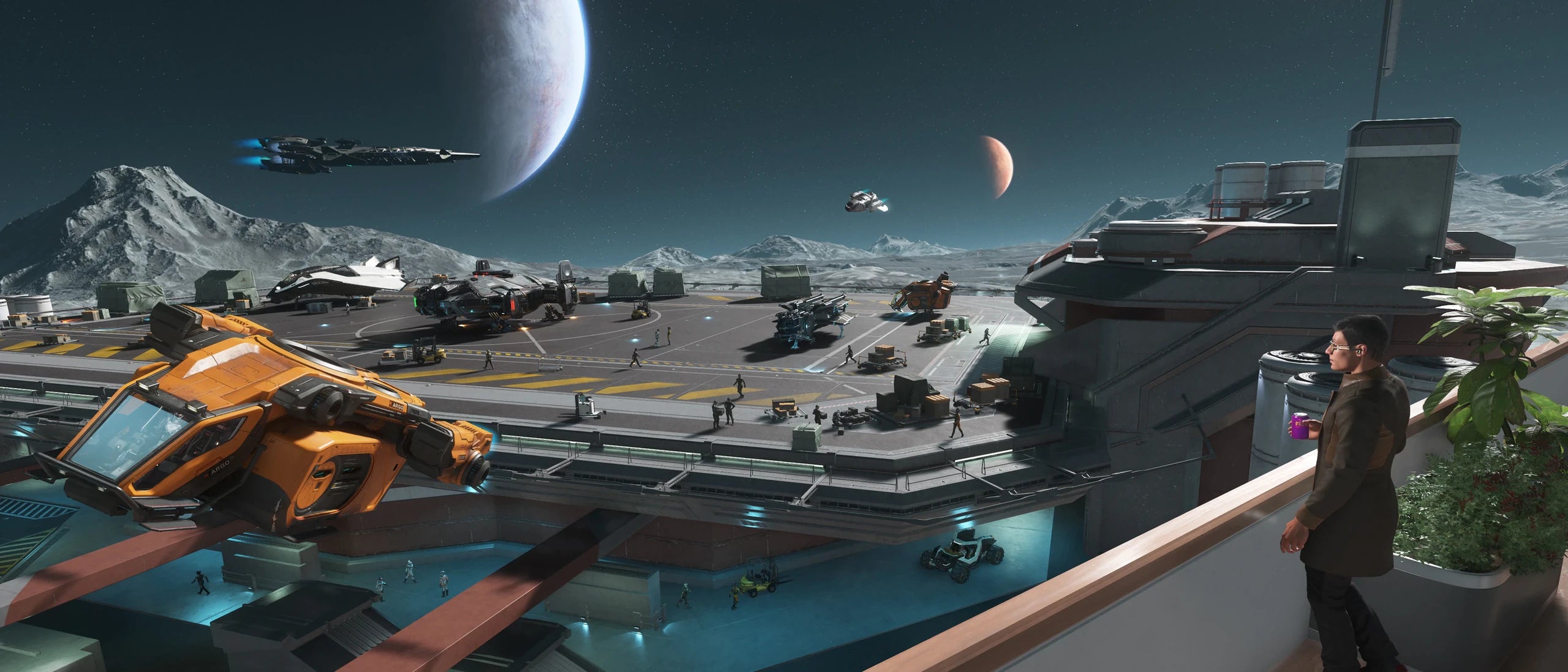 Avenger Titan - Various ships flying around an unidentified outpost.