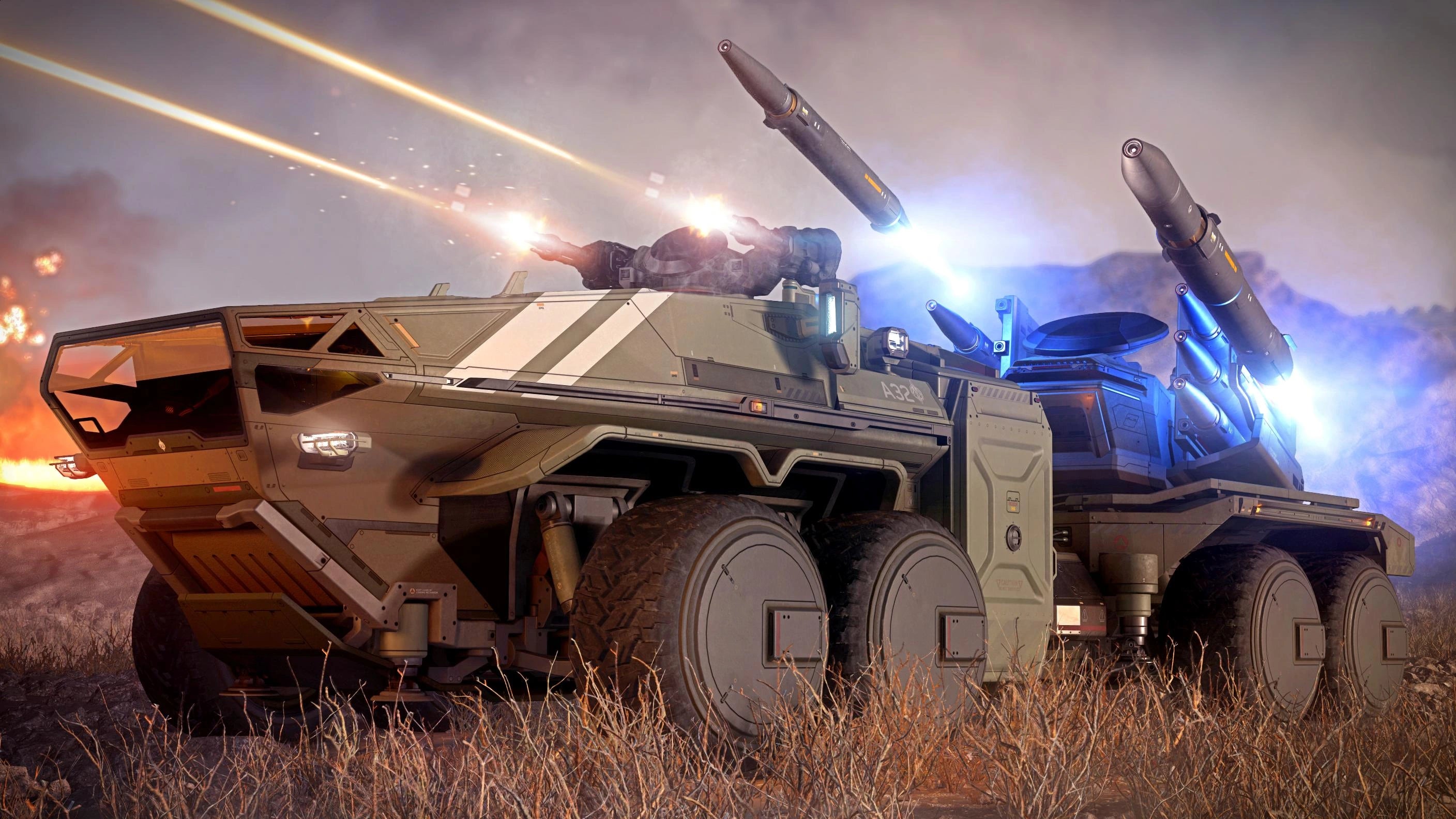 Ballista on glassland firing weapons