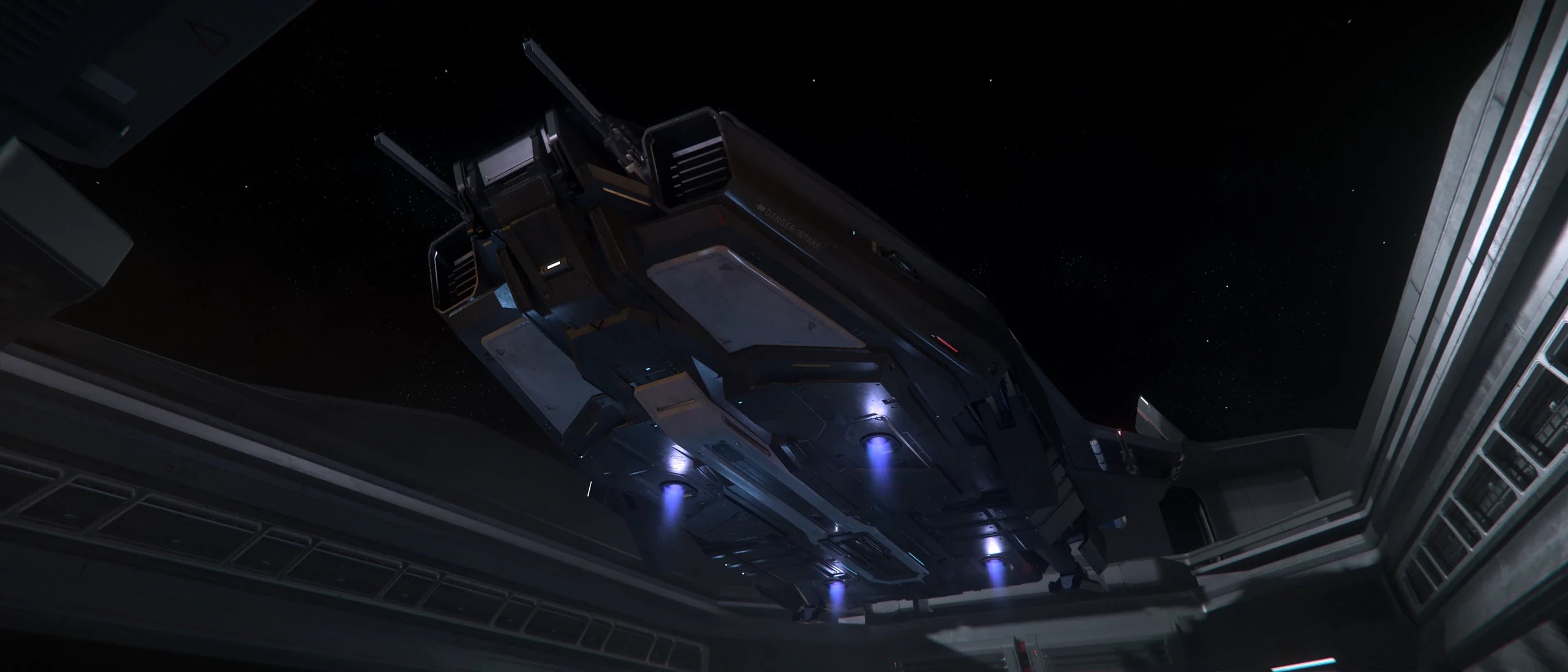 Greybox render of the flightseats on the bridge of the Carrack .