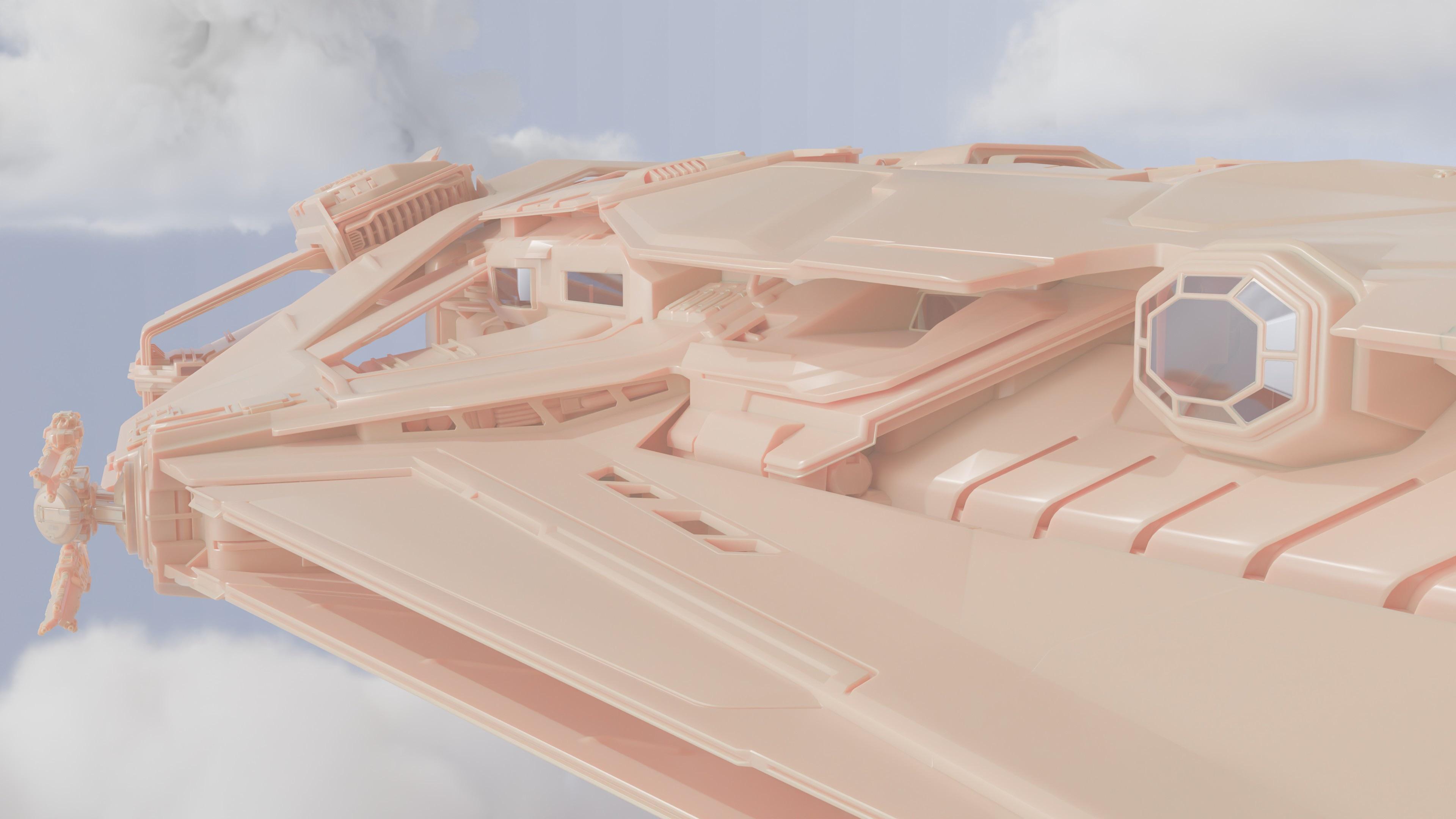 Close-up community render of the updated Galaxy windows and side docking area