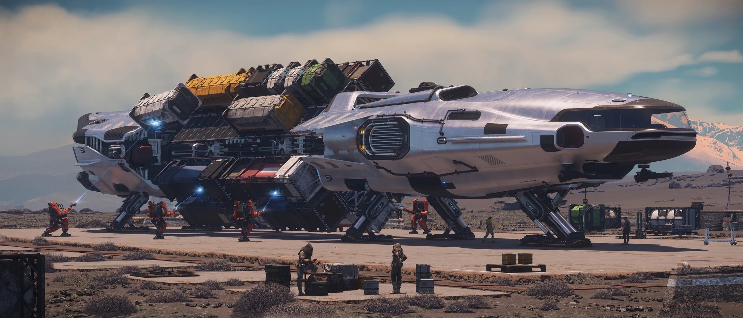 Hull B landed at outpost with 4 ATLS loading cargo
