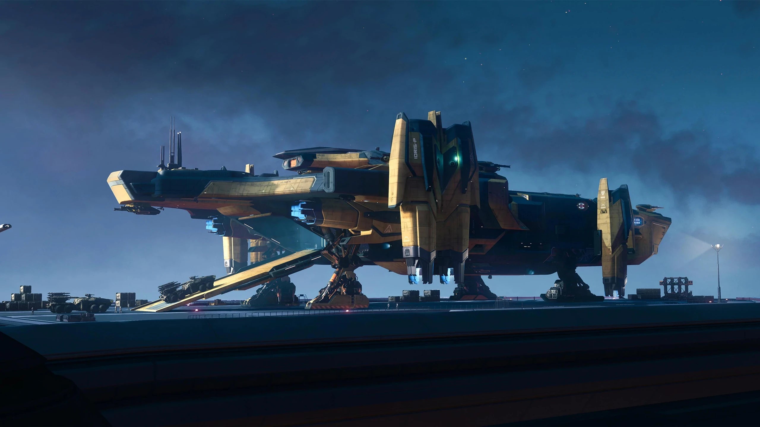 Aegis Idris capital ship flying above the clouds