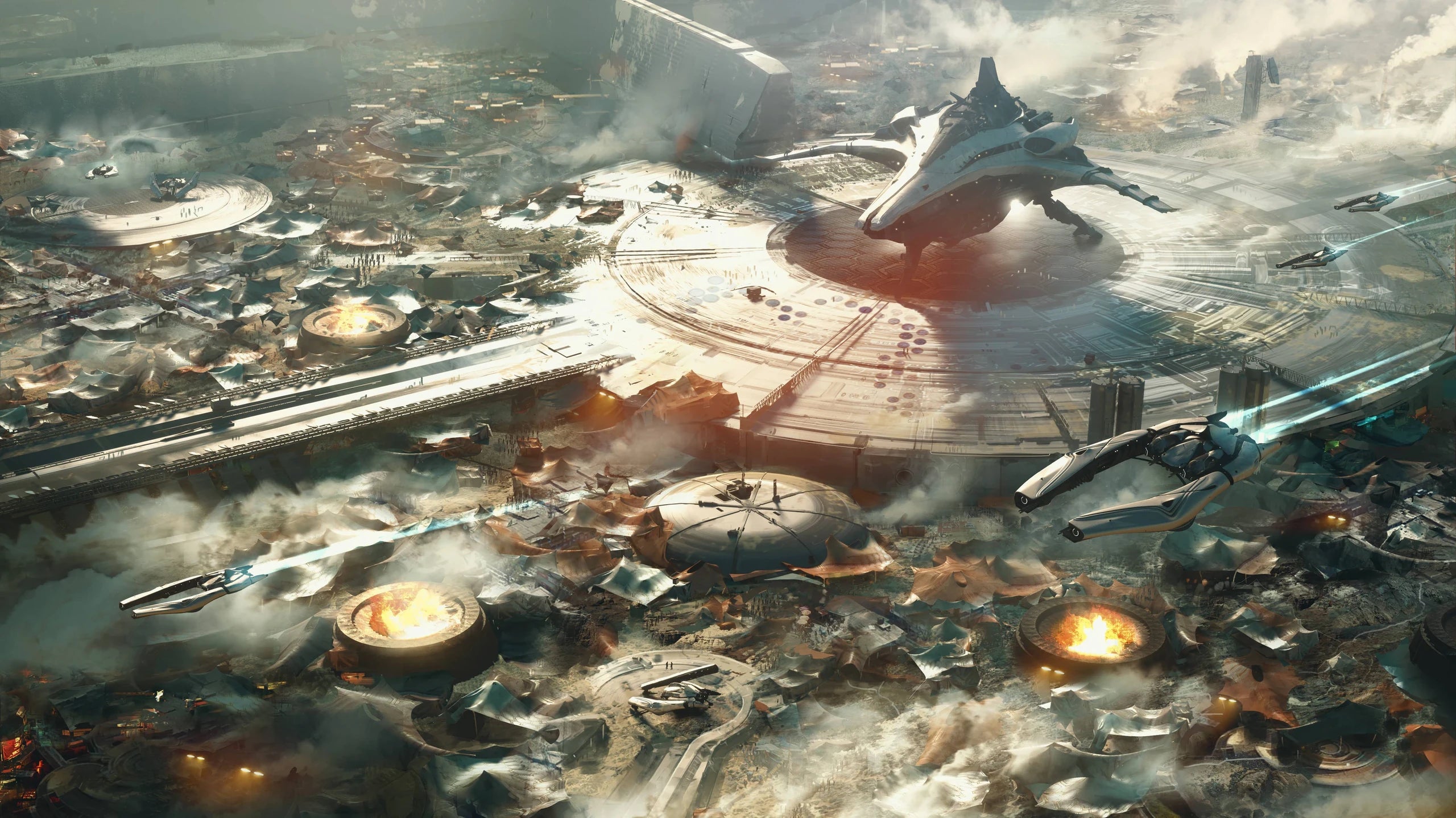 A Banu Merchant fleet parked in Mya The fleet include a Merchantman and multiple Defender