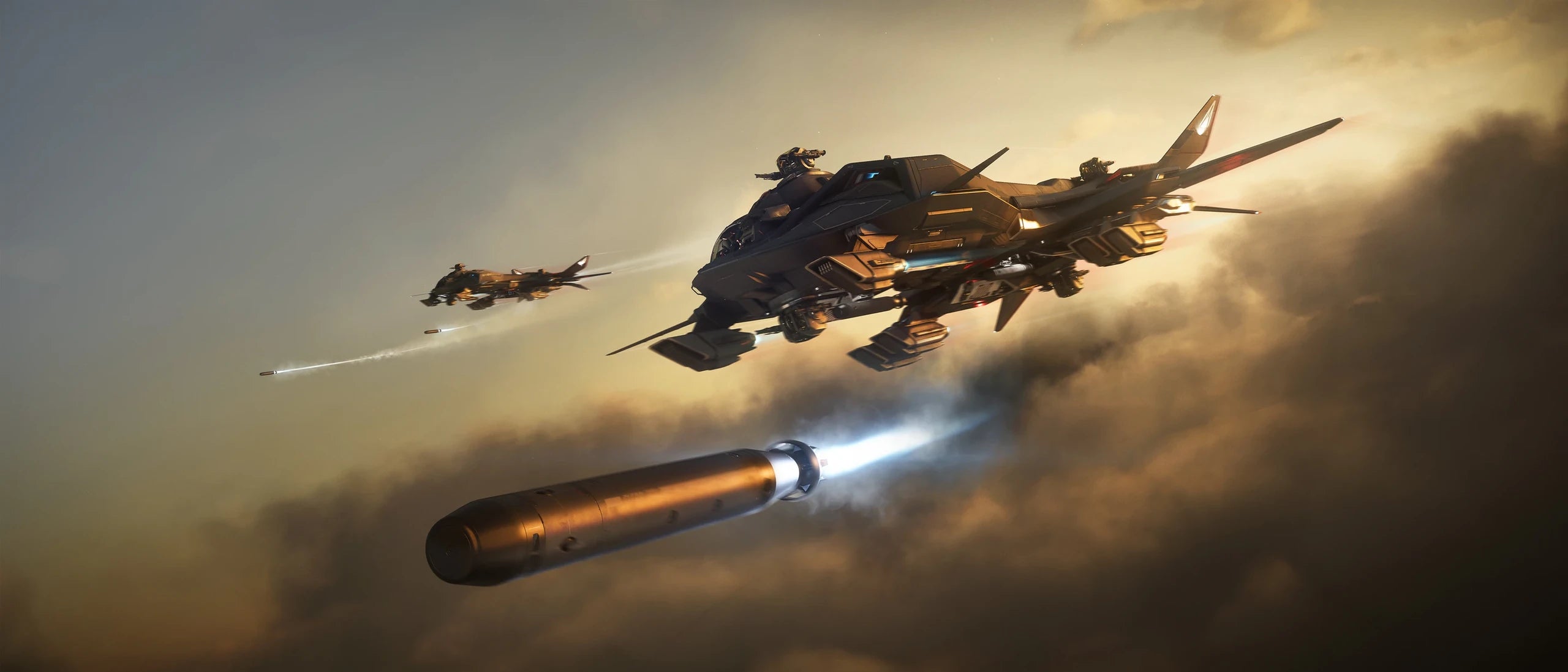 Retaliator Bomber - Retaliator x2 flying over cloud firing torpedoes