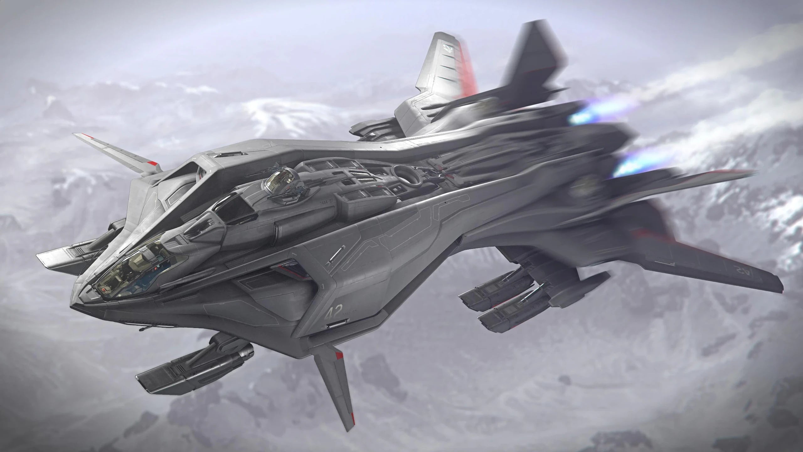 Retaliator Bomber - Retaliators x2 flying over wintry mountains - Crop