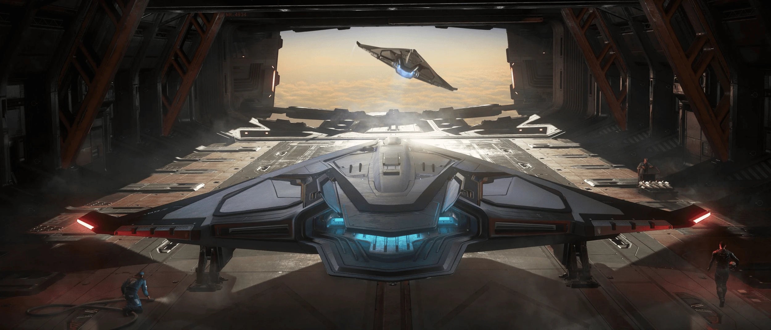Sabre Firebird x2 taking off from Idris hangar