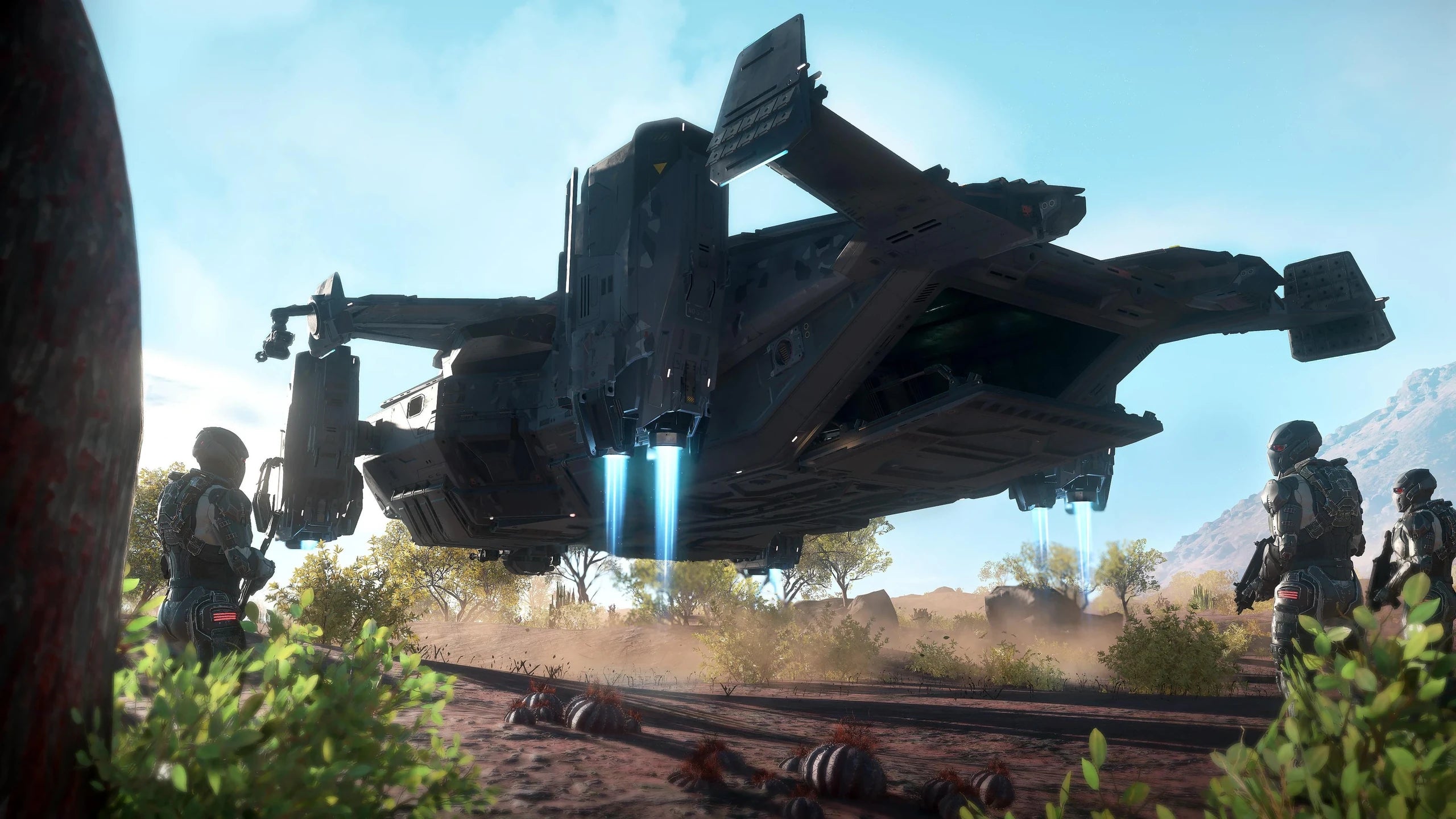 Valkyrie - Landing on Hurston with Players waiting - Rear Port
