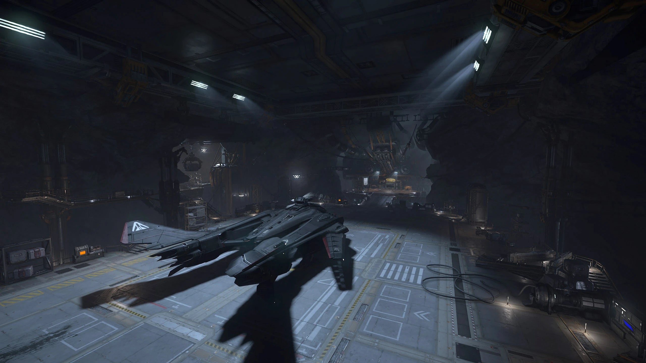Vanguard Warden - Warden in Asteroid hangar