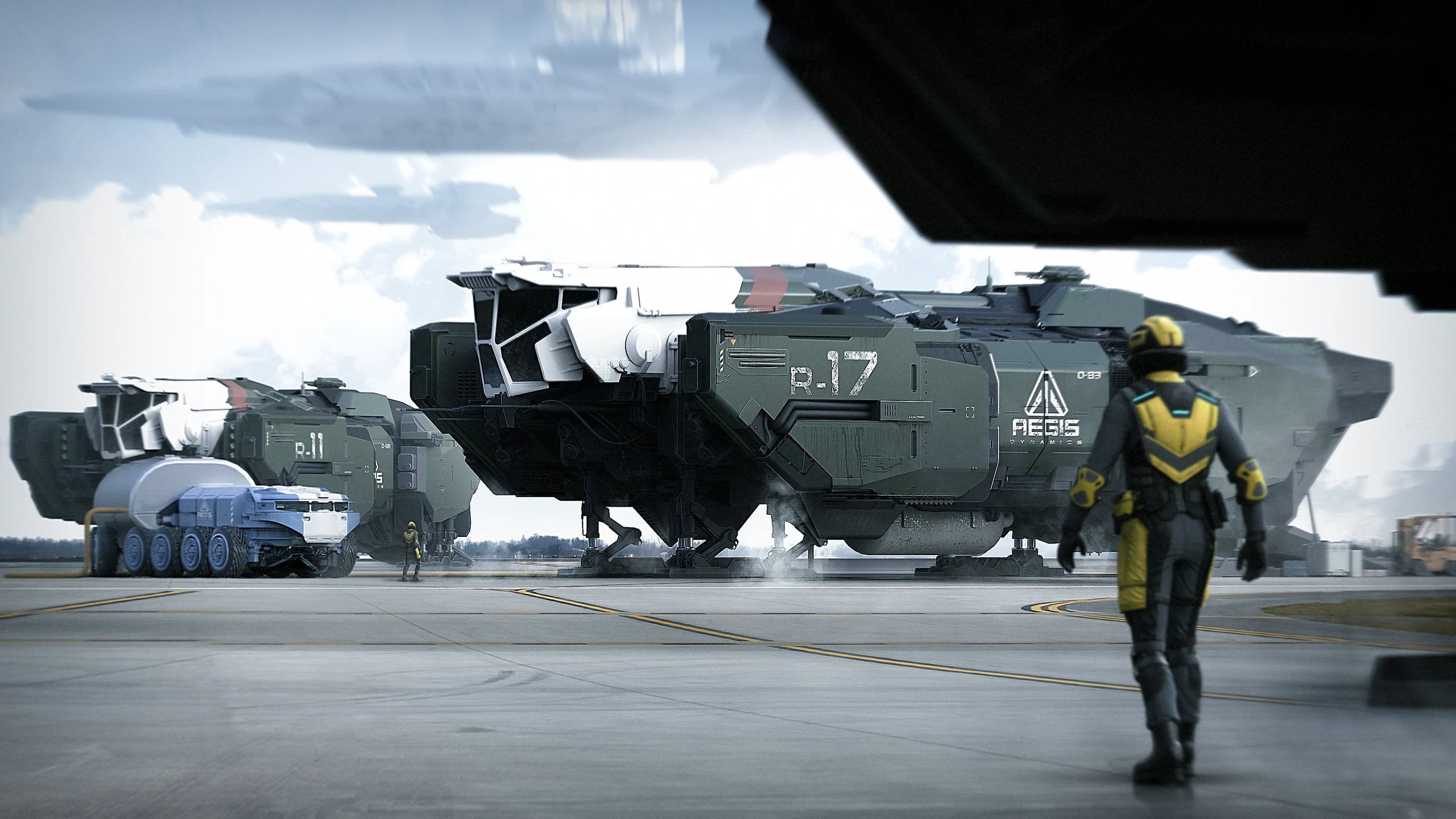 Concept art of the Vulcan landed at a depot