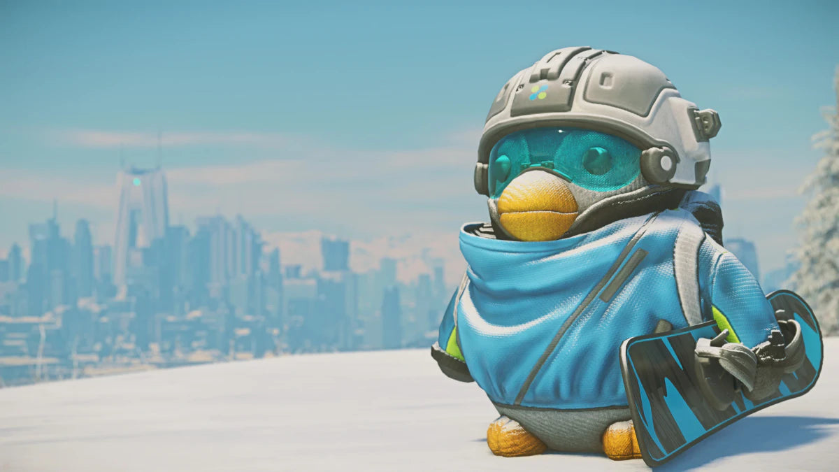 Pico the Penguin Plushie (holding snowboard)