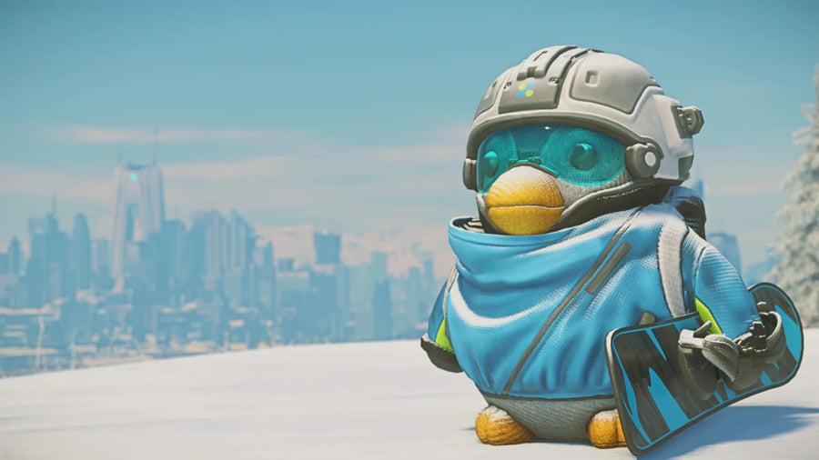 Pico the Penguin Plushie (holding snowboard)