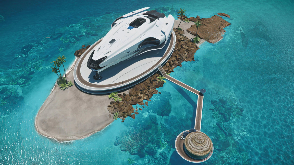 600i Touring - 600i Landed on luxury Island - Isometric in Star Citizen