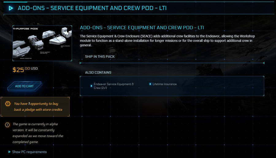 Endeavor Service Equipment and Crew Pod