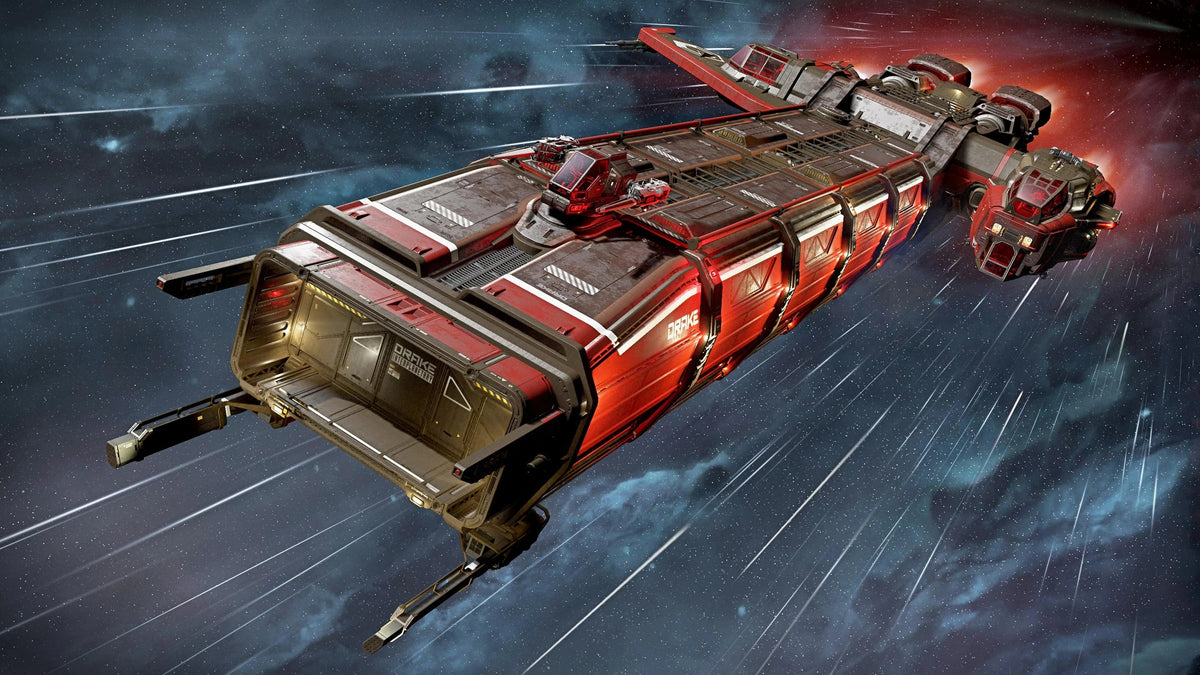Caterpillar - flying fast through space in Star Citizen