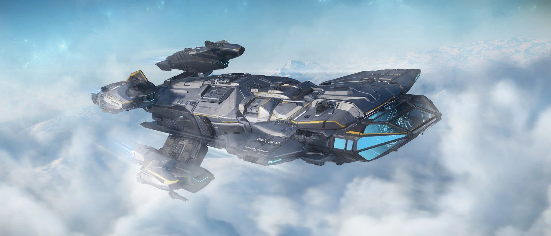 Constellation Taurus - Flying through clouds in Star Citizen