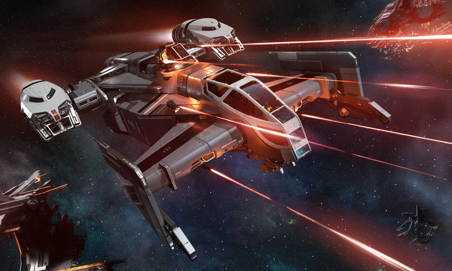 Cutlass Black - Firing through debris in Star Citizen