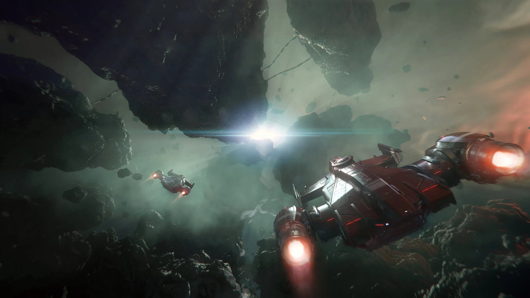 Cutlass Red - A squadron of Cutlass Reds in-flight in Star Citizen
