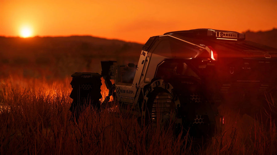 Cyclone RN - facing low sun on grassy world - Rear in Star Citizen