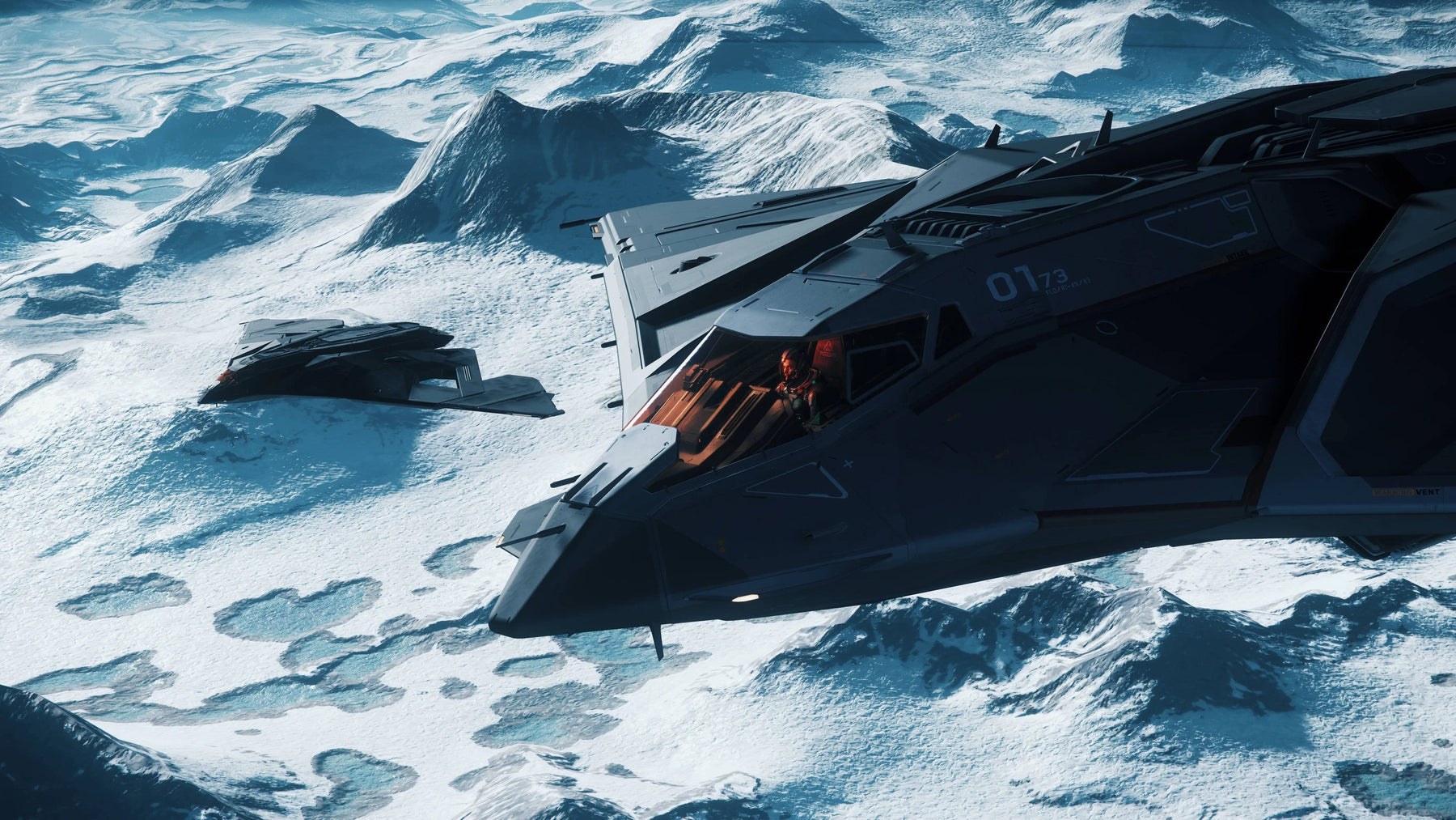 Eclipse - x2 in formation over Yela in Star Citizen