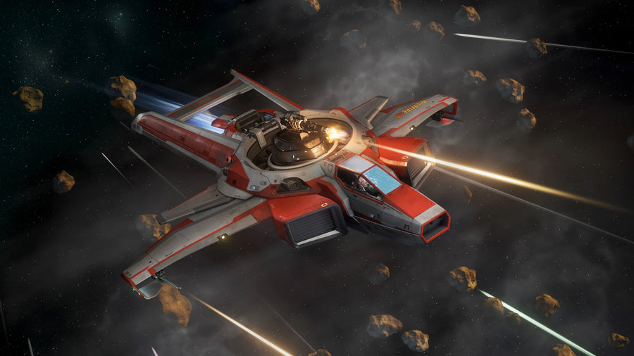 F7C Hornet Wildfire MK I - F7C Wildfire - Flying through debris field firing guns in Star Citizen