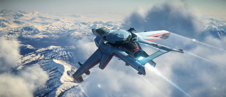 F7C-R Hornet Tracker MK II - F7C-R Tracker MkII flying over cloudy mountains in Star Citizen