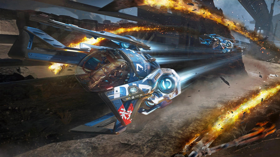 Fury LX - x2 flying low and fast by a crashed M50 - Cut in Star Citizen