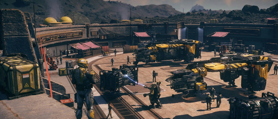 Golem - x2 landed at busy landing pads in Star Citizen