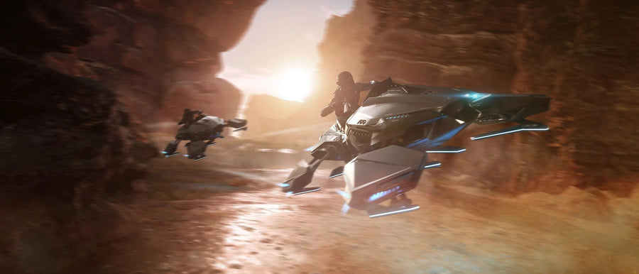 HoverQuad - (x2) flying through narrow Canyon in Star Citizen