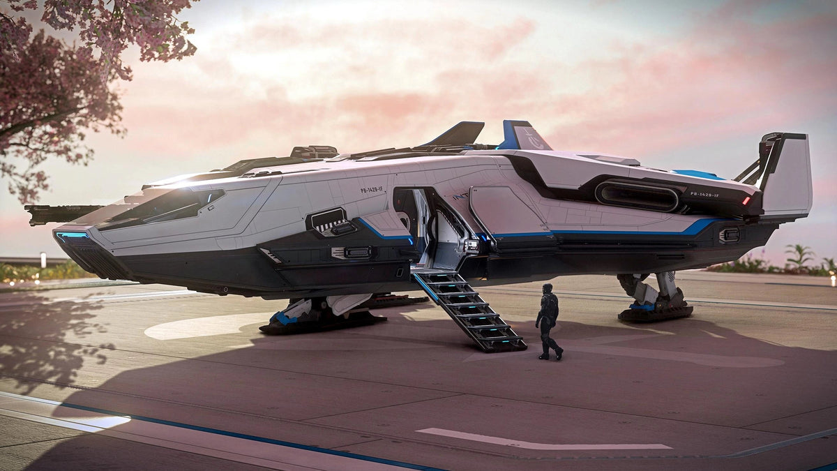 Intrepid - on Crusader landing pad in Star Citizen