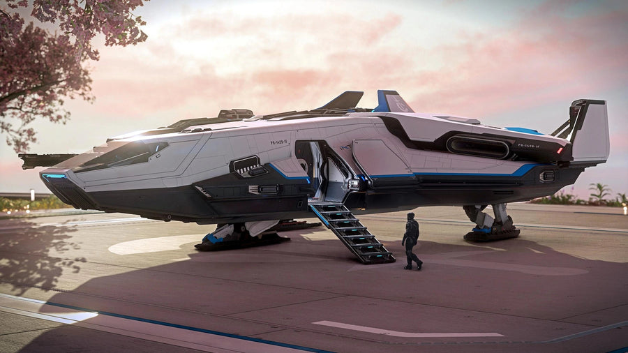 Intrepid - on Crusader landing pad in Star Citizen