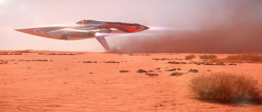 L-21 Wolf - flying low over desert world in Star Citizen