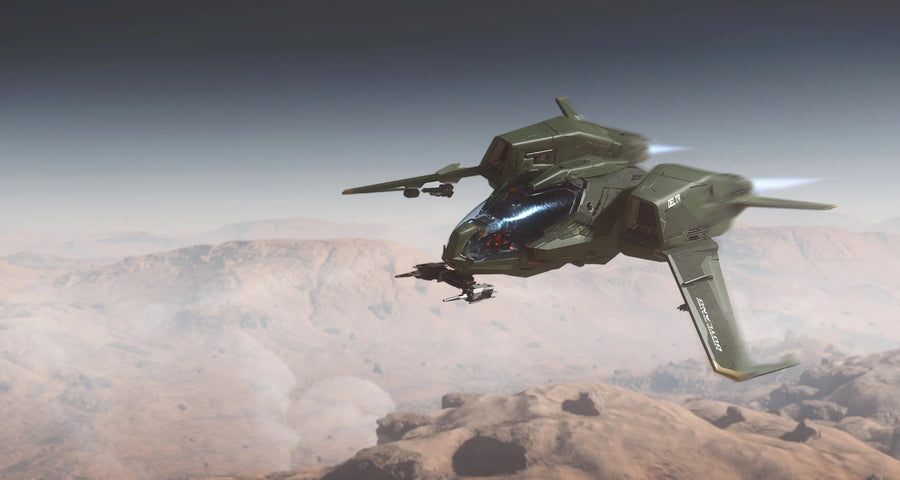Mustang Delta - A Mustang Delta flying over a canyon in Star Citizen