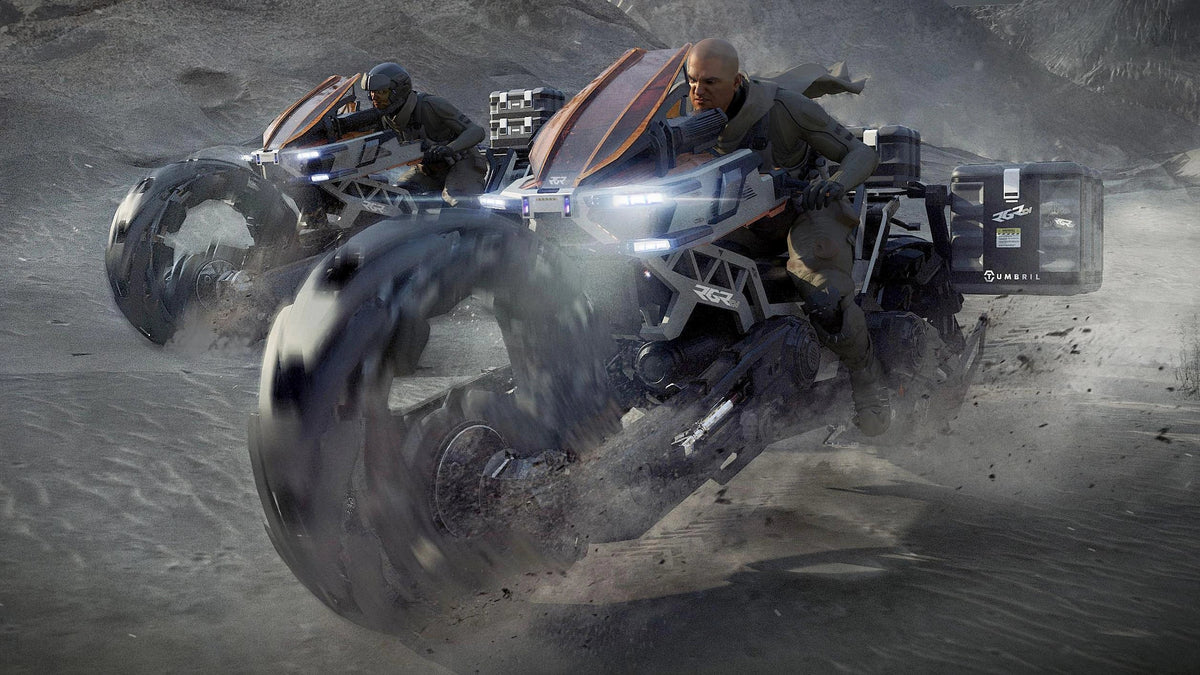 Ranger CV - x4 riding over hilly terrain in Star Citizen