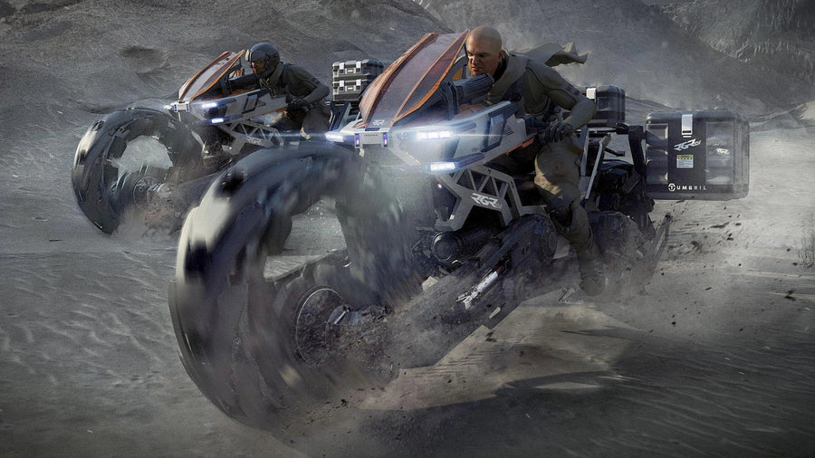 Ranger CV - x4 riding over hilly terrain in Star Citizen