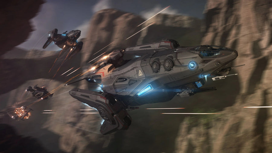 Redeemer - Flying x2 though canyon attacking Cutlass's in Star Citizen