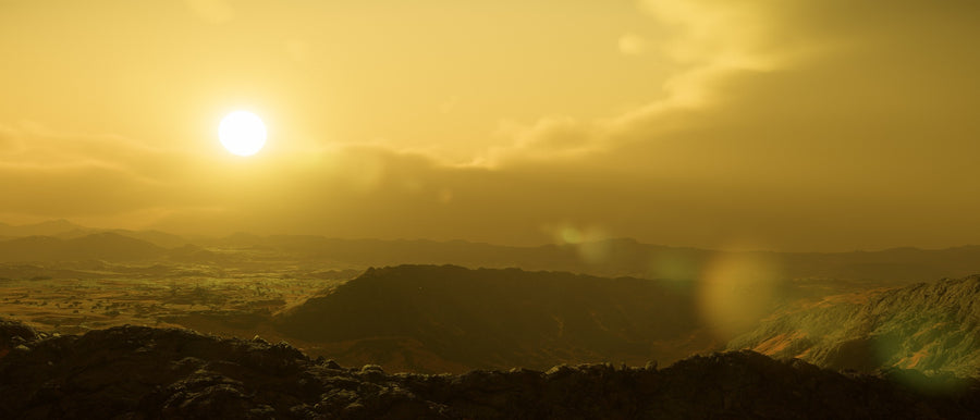 New roadmap artwork of Nyx II's golden landscape beneath thick atmospheric haze